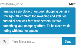 Pricing request — “Can you send rates for our shopping centers?”